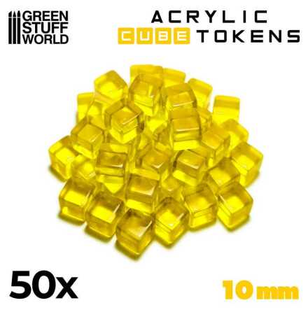 Yellow Acrylic Cube tokens 10mm