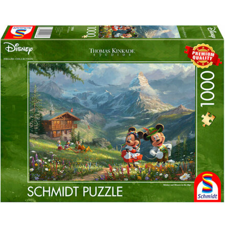 Puzzle - Disney, Mickey & Minnie in the Alps (1000 pieces)