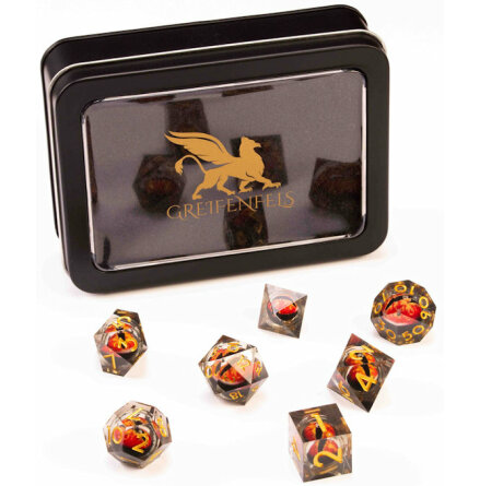 Razor Series: Red Dragon Eye, Clear Dice, Gold Numbers