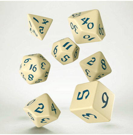 Classic Runic Beige & Blue Dice Set (7)