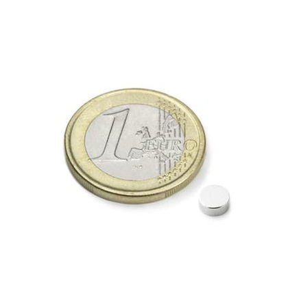 Disc Magnet diameter 5 mm, h�jd 2 mm (10st) Nickelpl�terad 680g styrka