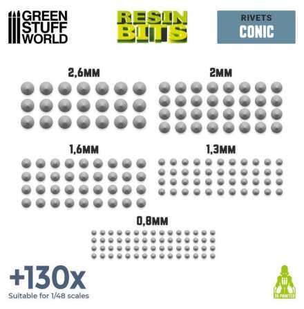 3D Printed Set - Micro Rivets - Conical