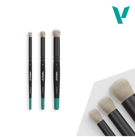 Vallejo Brush: Drybrush Series set round natural hair 3pcs ass, (S/M/L)