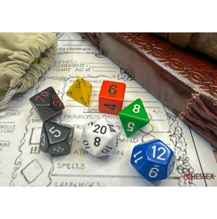 Nostalgia Opaque GM & Beginner Player Polyhedral 7-Dice Set