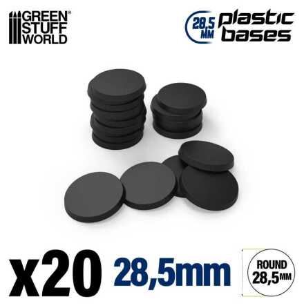 Plastic Bases - Round 28.5mm BLACK (with slots for magnets)