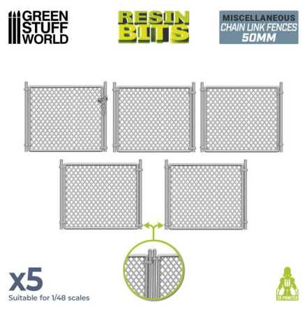 3D printed set - Chain Link Fences 50mm