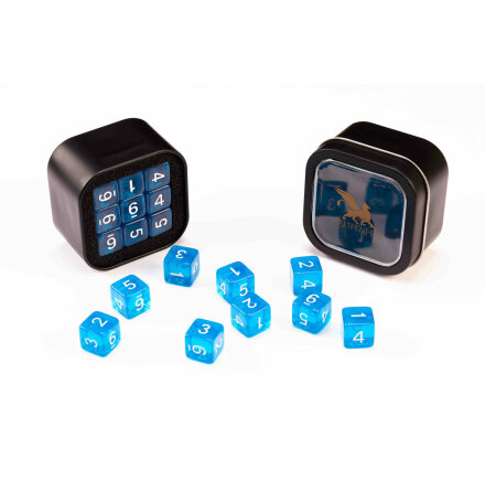 D6 Transparent Series: Blue - Numbers: White