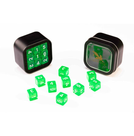 D6 Transparent Series: Green - Numbers: White