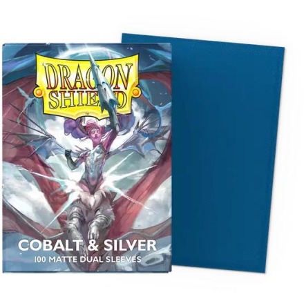Dragon Shield Matte Dual Sleeves Standard Size: Cobalt & Silver (100)