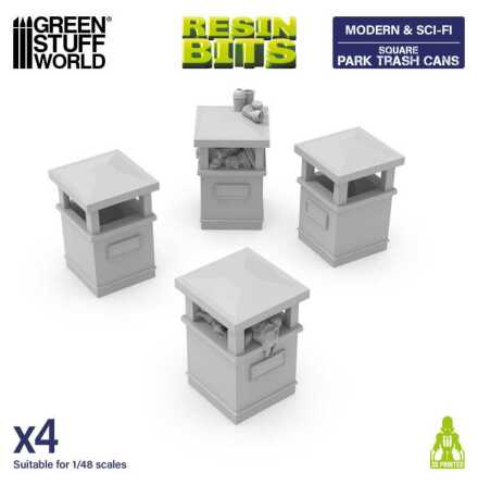 Park Trash Cans - Square 1:48